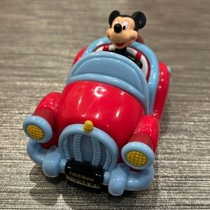 Vintage Disney Mickey Mouse pull back,convertible red car. California Mi…